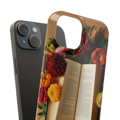 Floral Book Slim Case - Stylish Phone Cover for Book Lovers