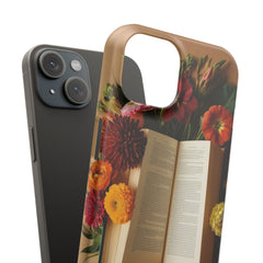 Floral Book Slim Case - Stylish Phone Cover for Book Lovers