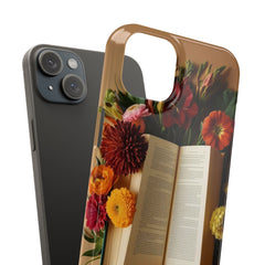 Floral Book Slim Case - Stylish Phone Cover for Book Lovers
