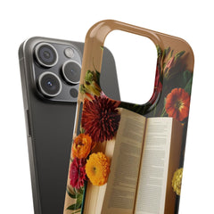 Floral Book Slim Case - Stylish Phone Cover for Book Lovers