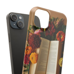 Floral Book Slim Case - Stylish Phone Cover for Book Lovers